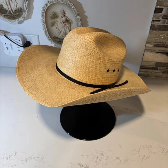 Larry Mahan's Straw Western Cowboy Hat by Milano Size 6 7/8 Made in USA - Picture 1 of 12